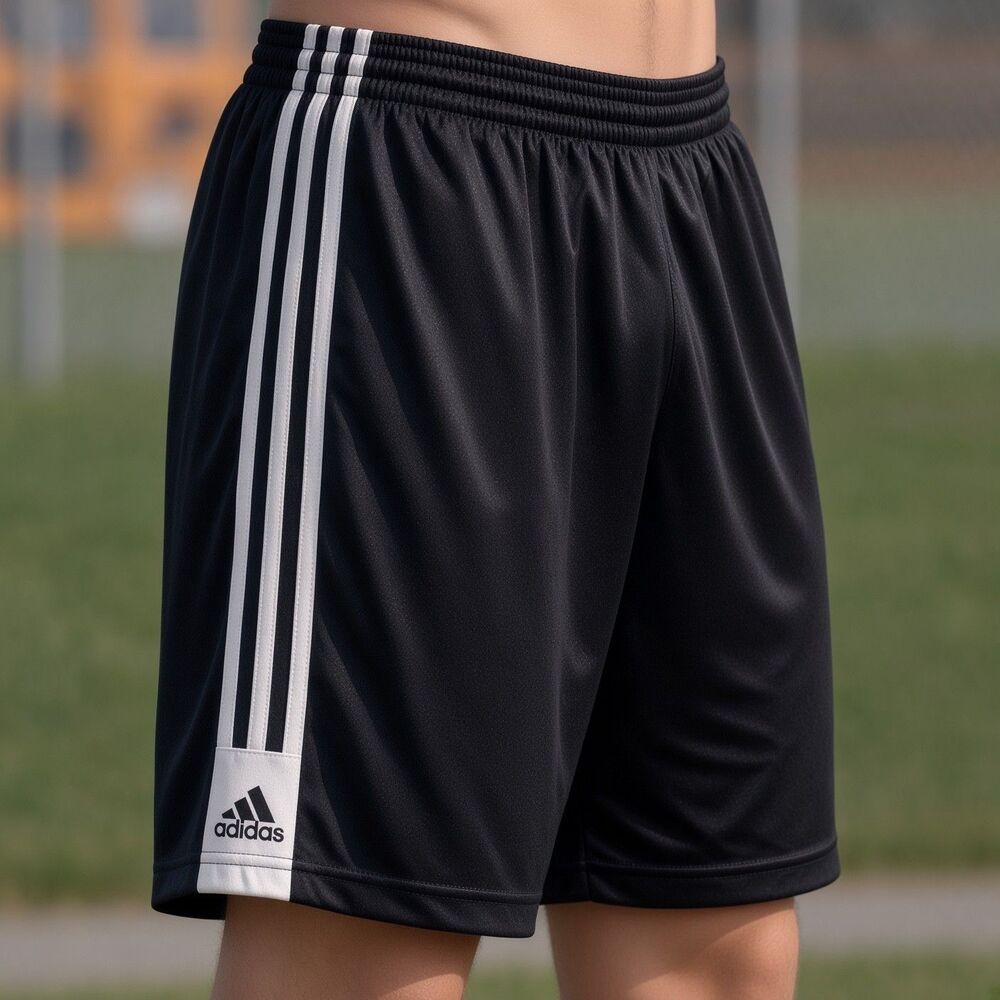 Adidas Vintage Rare Basic Stripe Basketball Shorts Black White Size M